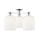 Bridal Veil 3 Light Semi Flush Ceiling Light - Polished Chrome / Gloss White