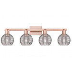 Athens Deco Swirl Bathroom Vanity Light - Antique Copper / Light Smoke