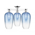 Brookhaven Flute Triple Semi Flush Ceiling Light - Polished Chrome / Brookhaven Sapphire