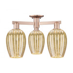 Preston Flute 3 Light Semi Flush Ceiling Light - Antique Copper / Mercury