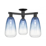 Brookhaven Almond Triple Semi Flush Ceiling Light - Matte Black / Brookhaven Sapphire