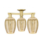 Preston Flute 3 Light Semi Flush Ceiling Light - Satin Gold / Mercury