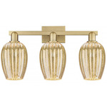 Preston 3-Light Flute Bathroom Vanity Light - Brushed Brass / Mercury