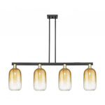 Brookhaven Cloche Linear Pendant - Black / Antique Brass / Brookhaven Amber