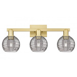 Athens Deco Swirl Bathroom Vanity Light - Satin Gold / Light Smoke