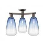 Brookhaven Almond Triple Semi Flush Ceiling Light - Oil Rubbed Bronze / Brookhaven Sapphire