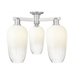 Brookhaven Flute Triple Semi Flush Ceiling Light - Brushed Satin Nickel / Brookhaven Opal