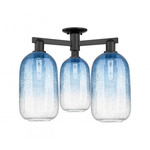 Brookhaven Cloche Triple Semi Flush Ceiling Light - Matte Black / Brookhaven Sapphire