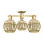 Preston Globe 3 Light Semi Flush Ceiling Light - Brushed Brass / Mercury