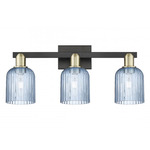 Bridal Veil 716 Bathroom Vanity Light - Black / Antique Brass / Blue
