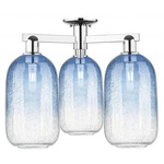 Brookhaven Cloche Triple Semi Flush Ceiling Light - Polished Chrome / Brookhaven Sapphire
