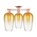 Brookhaven Flute Triple Semi Flush Ceiling Light - Antique Copper / Brookhaven Amber