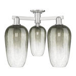 Brookhaven Flute Triple Semi Flush Ceiling Light - Brushed Satin Nickel / Brookhaven Slate