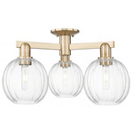 Preston Globe 3 Light Semi Flush Ceiling Light - Champagne Bronze / Clear