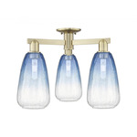 Brookhaven Almond Triple Semi Flush Ceiling Light - Antique Brass / Brookhaven Sapphire