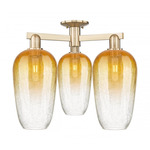 Brookhaven Flute Triple Semi Flush Ceiling Light - Champagne Bronze / Brookhaven Amber