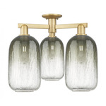 Brookhaven Cloche Triple Semi Flush Ceiling Light - Brushed Brass / Brookhaven Slate