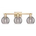 Athens Deco Swirl Bathroom Vanity Light - Champagne Bronze / Light Smoke