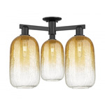 Brookhaven Cloche Triple Semi Flush Ceiling Light - Matte Black / Brookhaven Amber
