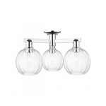 Preston Globe 3 Light Semi Flush Ceiling Light - Polished Chrome / Clear