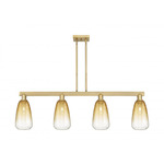 Brookhaven Almond Linear Pendant - Brushed Brass / Brookhaven Amber