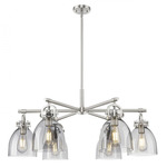 Newton Bell Arched Chandelier - Satin Nickel / Light Smoke