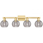 Athens Deco Swirl Bathroom Vanity Light - Satin Gold / Light Smoke