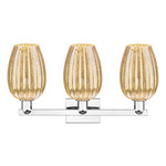 Preston 3-Light Flute Bathroom Vanity Light - Polished Chrome / Mercury