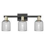 Bridal Veil 716 Bathroom Vanity Light - Black / Antique Brass / Light Smoke