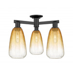Brookhaven Almond Triple Semi Flush Ceiling Light - Matte Black / Brookhaven Amber