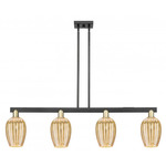 Preston Flute Linear Pendant - Black / Antique Brass / Mercury