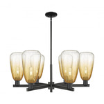 Brookhaven Almond Chandelier - Matte Black / Brookhaven Amber