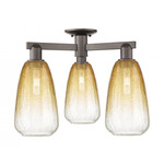 Brookhaven Almond Triple Semi Flush Ceiling Light - Oil Rubbed Bronze / Brookhaven Amber