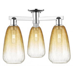 Brookhaven Almond Triple Semi Flush Ceiling Light - Polished Chrome / Brookhaven Amber
