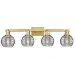 Athens Deco Swirl Bathroom Vanity Light - Brushed Brass / Light Smoke