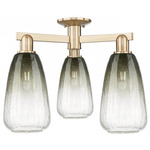 Brookhaven Almond Triple Semi Flush Ceiling Light - Champagne Bronze / Brookhaven Slate