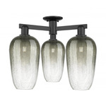 Brookhaven Flute Triple Semi Flush Ceiling Light - Matte Black / Brookhaven Slate