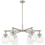 Newton Sphere Arched Chandelier - Satin Nickel / Clear
