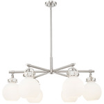 Newton Sphere Arched Chandelier - Satin Nickel / White