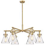 Newton Cone Arched Chandelier - Brushed Brass / Clear