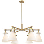 Newton Cone Arched Chandelier - Brushed Brass / White