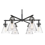 Newton Cone Arched Chandelier - Matte Black / Clear