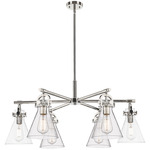 Newton Cone Arched Chandelier - Polished Nickel / Clear