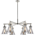 Newton Cone Arched Chandelier - Polished Nickel / Light Smoke