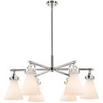 Newton Cone Arched Chandelier - Polished Nickel / White