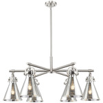 Newton Cone Arched Chandelier - Satin Nickel / Light Smoke