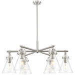 Newton Cone Arched Chandelier - Satin Nickel / Seedy