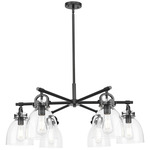 Newton Bell Arched Chandelier - Matte Black / Clear