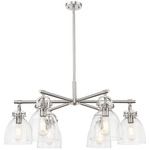 Newton Bell Arched Chandelier - Satin Nickel / Clear