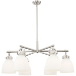Newton Bell Arched Chandelier - Satin Nickel / White